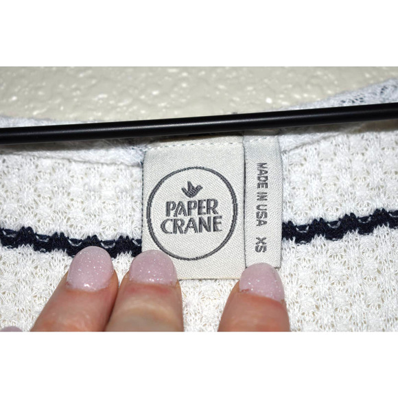 ⭐️ Paper Crane Blue/White Striped Button Tie Tank Size XS - Picture 3 of 4